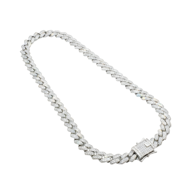 Silver Iced Out Cuban Link Chain