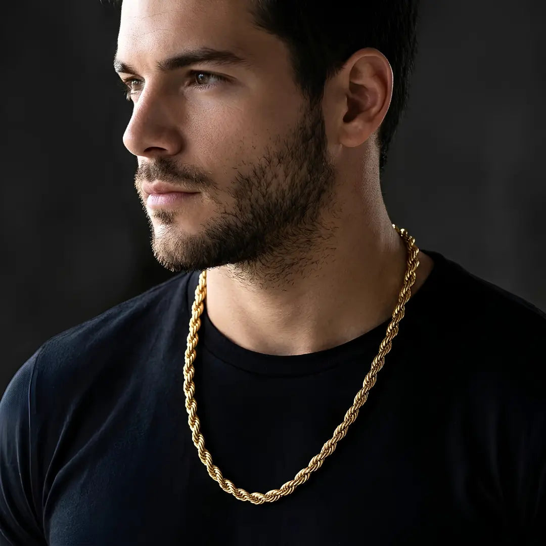 60CM x 7MM 18K Gold Filled Rope Chain Necklace | Tarnish-Proof Unisex Jewelry
