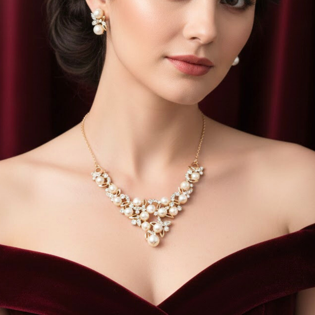 18K Gold Filled Pearl Fancy Set