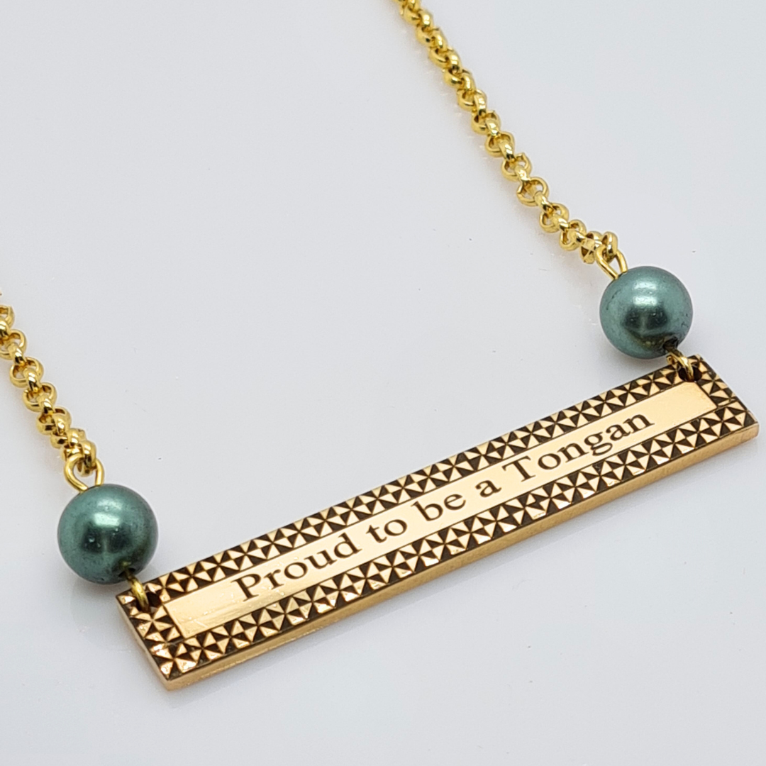 14k Gold Filled "PROUD TO BE A TONGAN' Necklace Set