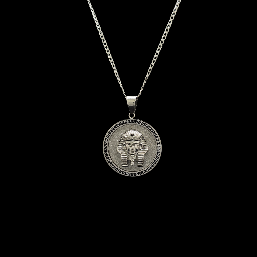 Silver Rhodium Plated Egyptian Pendant Necklace