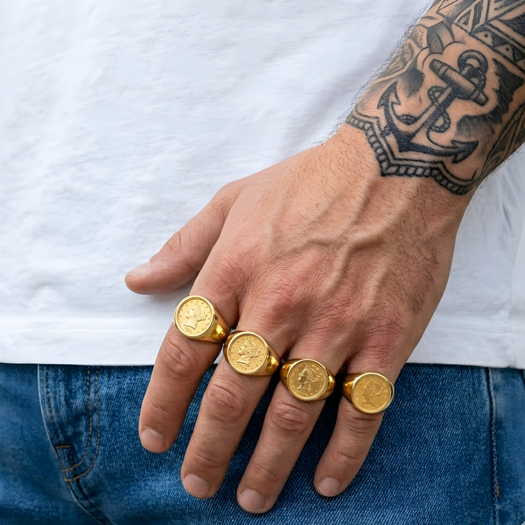 18K Gold Filled Vintage Liberty Coin Ring 1902