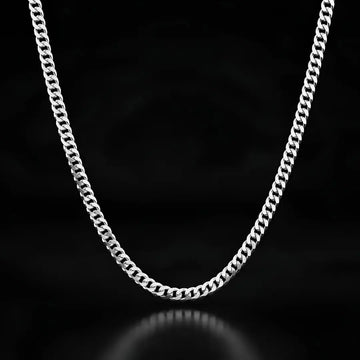 60CM x 4MM Stainless Steel Cuban Curb Chain Necklace – Unisex Tarnish-Proof Silver Chain