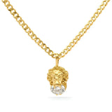 18K Gold Filled Lion Head Necklace – Tarnish-Proof Cuban Link Chain with Ruby & Zirconia Pendant Options