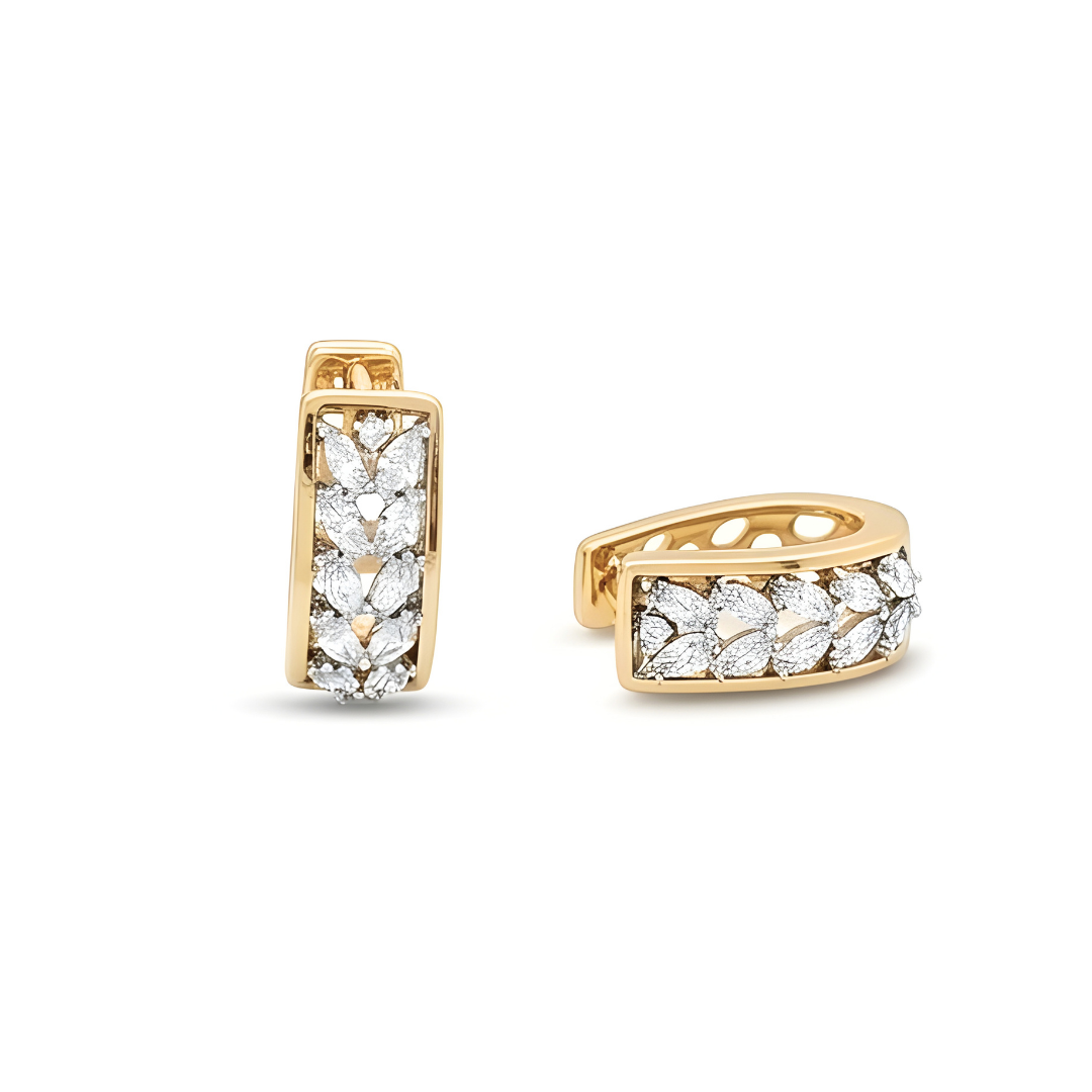 18K Gold Filled Diamond Huggie Earrings