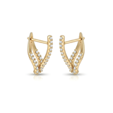 18K Rose Gold Filled Pavé Cubic Zirconia Huggie Earrings – 15mm Enhanced Diamond-Set Precision Huggie Hoops for Women
