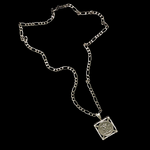 Load image into Gallery viewer, Silver Rhodium Plated Square Sovereign Pendant Necklace
