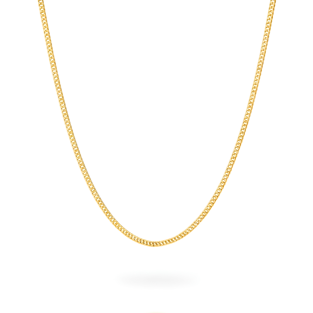 18K Gold Filled Curb Cuban Link Chain Necklace (50cm x 3mm) – Sleek Unisex Everyday Fine Jewelry