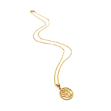 18K Gold Filled Tree of Life Money Tree Pendant Necklace – CZ Accented Medallion with Singapore Chain