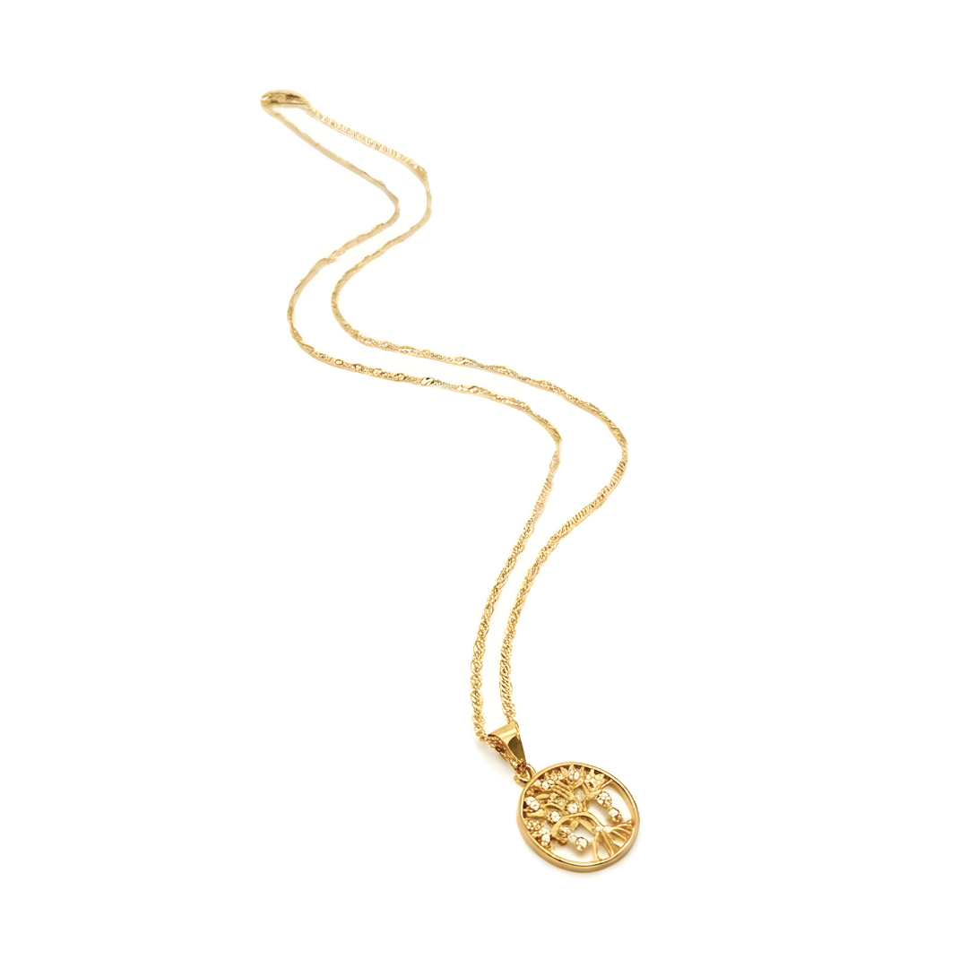 18K Gold Filled Money Tree Pendant Necklace