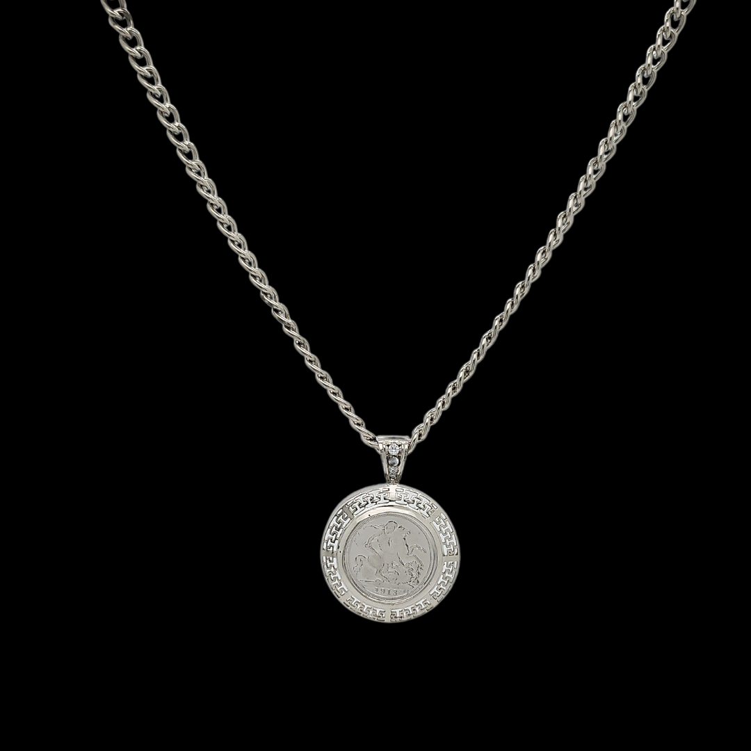 Silver  Full Sovereign Pendant Necklace – 1913 Coin