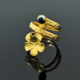 18K Gold Filled Hawaiian Plumeria Ring with Black Pearl