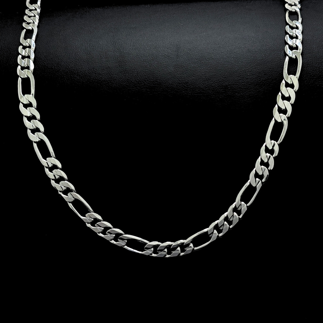 Silver Rhodium Plated Tarnish Proof Figaro Chain