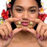 14K Gold Filled Hawaiian Chevron Wave Hoop Earrings | Tarnish Proof