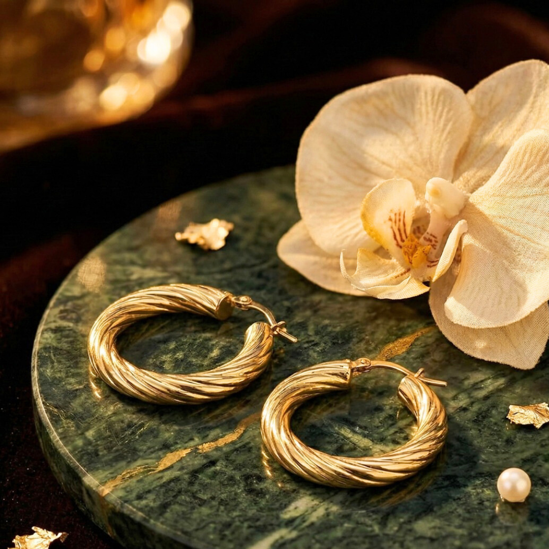 18K Gold Filled Thick Hoop Earrings