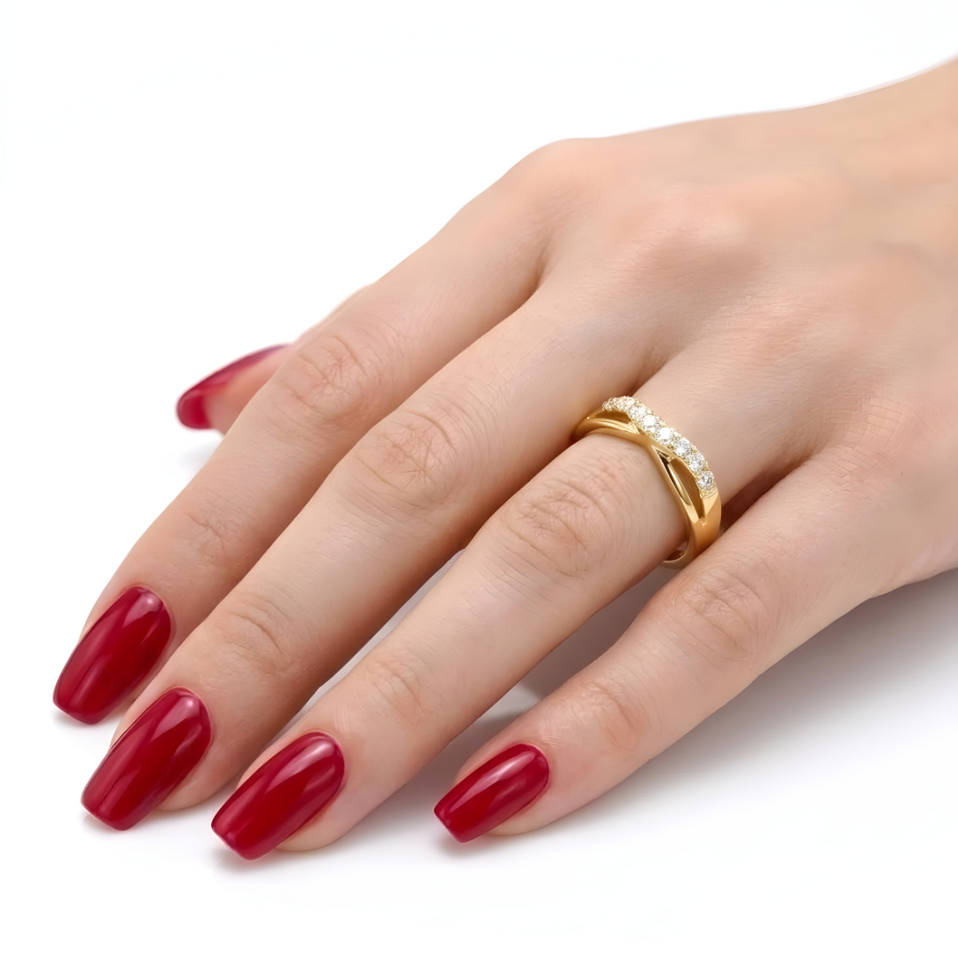 18K Gold Filled Tarnish Proof Layered Diamond Ring