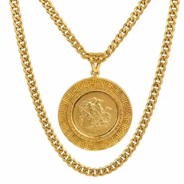 18K Gold Filled Customized  Full Sovereign Pendant Necklace