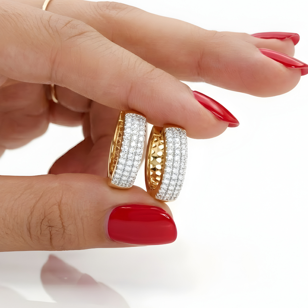 18K Gold Filled Diamond Huggie Earrings