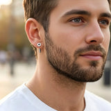 Men’s Silver Screw Design Stud Earrings 24mm – Tarnish-Proof Industrial Hardware Post Earrings for Men