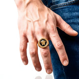 18K Gold Filled Imperial Crest Ring – Sculpted Heraldic Signet Statement Ring for Men