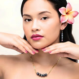 18K Gold Filled Black Baroque Pearl Set – 40mm Statement Organic Pendant Necklace with 60cm Figaro Chain & 40mm Matching Drop Earrings