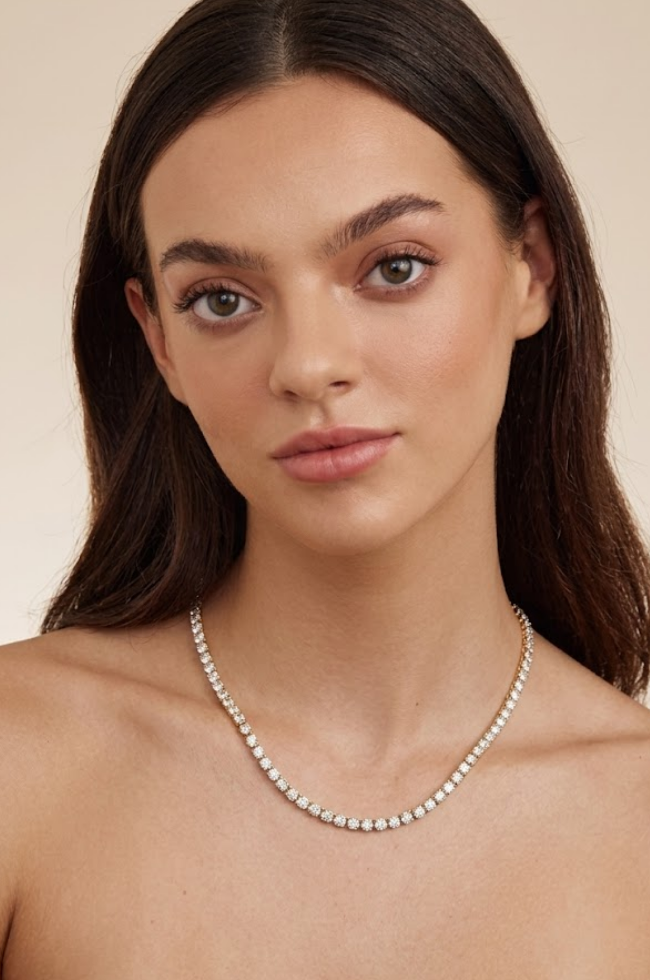 18K Gold Filled Moissanite Diamond Tennis Chain Necklace – Classic Four-Prong Solitaire Tennis Necklace for Men & Women