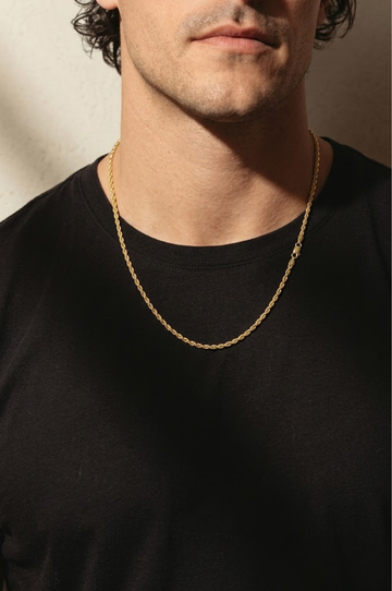 18K Gold Filled Thin Diamond-Cut Rope Chain Necklace (60cm x 2mm) – Dainty Twisted Gold Chain for Men & Women