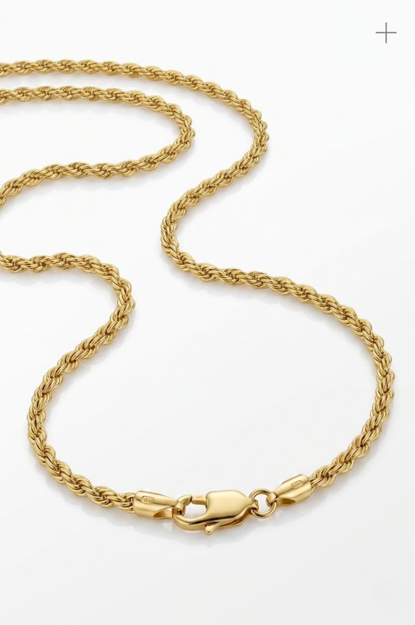 18K Gold Filled Thin Diamond-Cut Rope Chain Necklace (60cm x 2mm) – Dainty Twisted Gold Chain for Men & Women