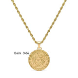 18K Gold Filled Iconic Greek Head Pendant Necklace – 35mm x 35mm Medallion with 60cm x 6mm Heavy Rope Chain for Men