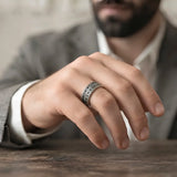 Vintage Filigree Cross & Scroll Sterling Silver Ring – Ornate Wide Band with Beaded Edging & Antiqued Finish for Men