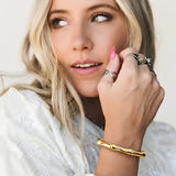Medium Size 6.5cm Inner Width 18K Gold Filled Bamboo Cuff Bracelet - Tarnish-Proof Open Bangle, , Waterproof Jewelry