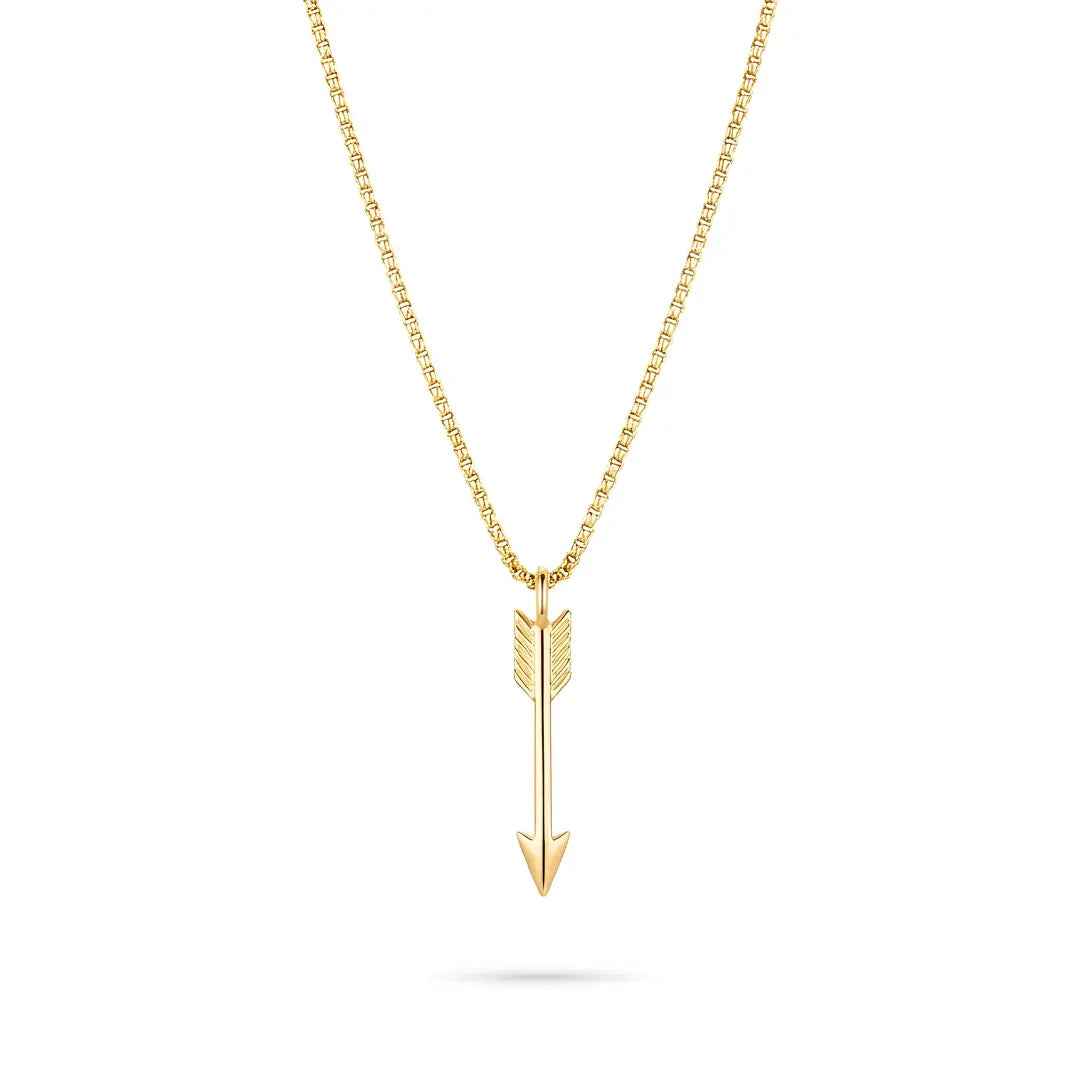 Gold & Silver Tone Arrow Pendant Necklace (58cm Box Chain) – Modern Statement Jewelry