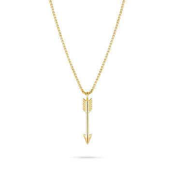 Gold & Silver Tone Arrow Pendant Necklace (58cm Box Chain) – Modern Statement Jewelry