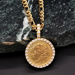Load image into Gallery viewer, 18K Gold Filled Full Sovereign Pendant Necklace 1913 with CZ
