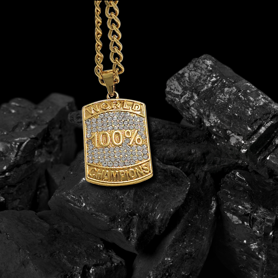 18K Gold Filled World 100% Champion Pendant Necklace