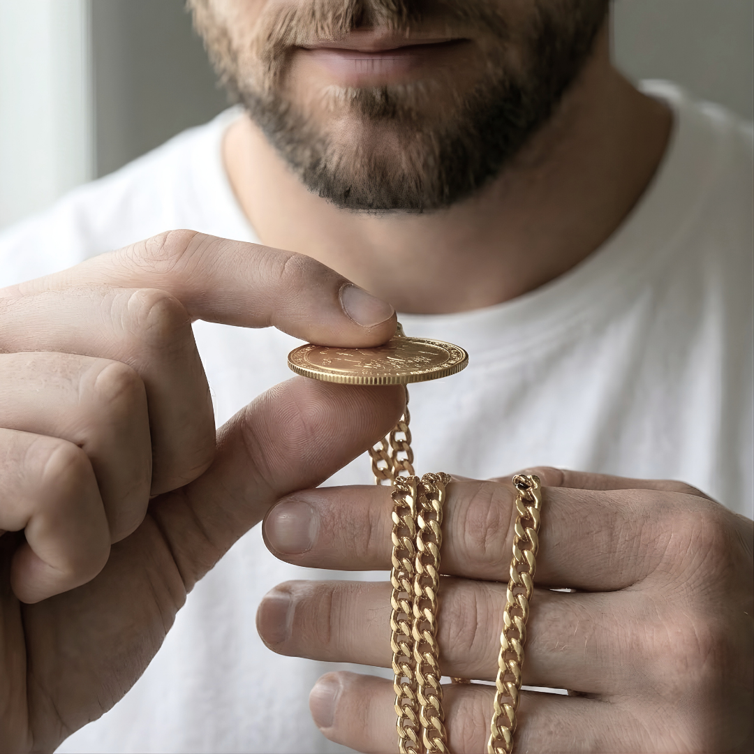 18K Gold Filled Customized  Full Sovereign Pendant Necklace