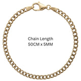 50CM x 5MM 18K Gold Filled Curb Chain Necklace – Tarnish-Proof Unisex Cuban Link