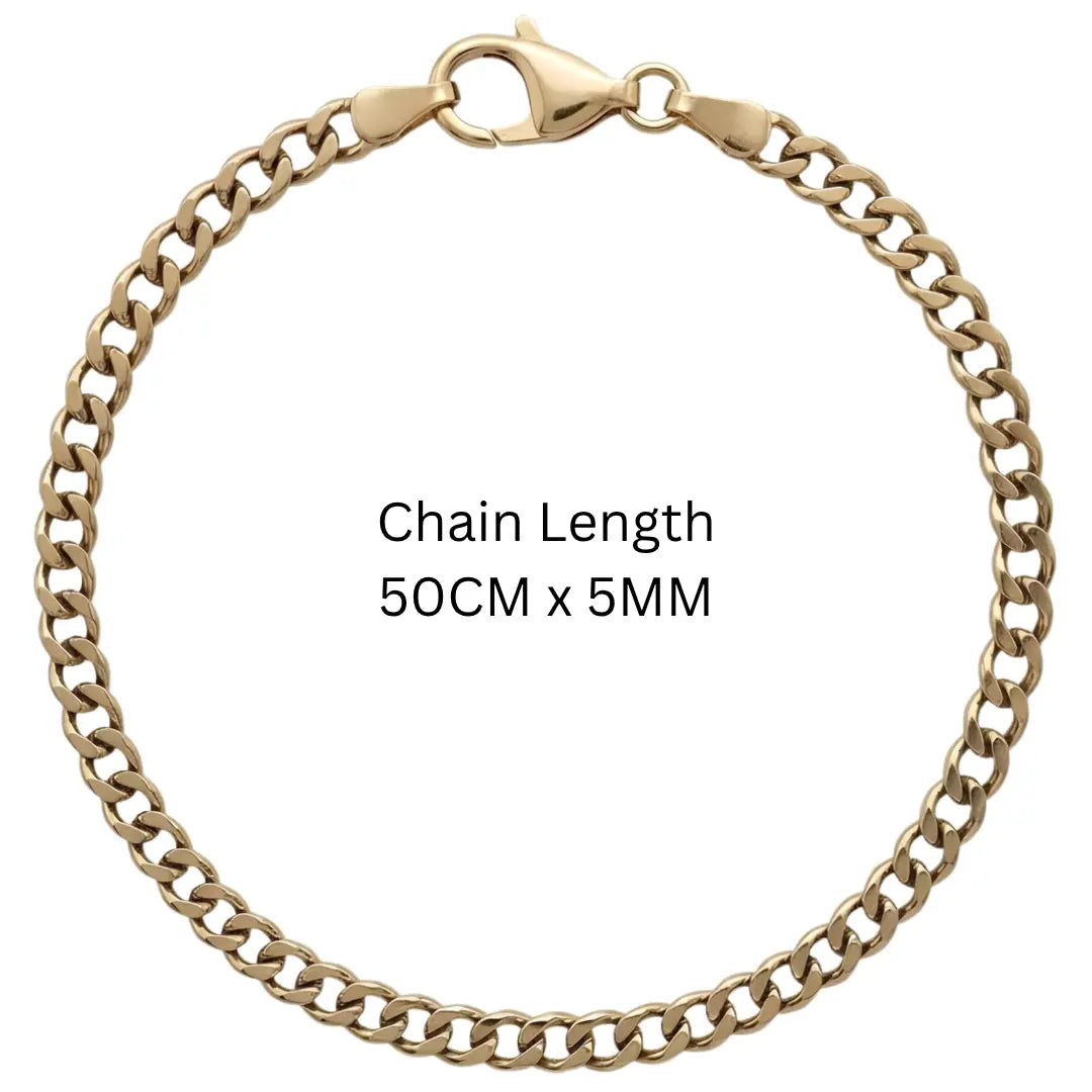 50CM x 5MM 18K Gold Filled Curb Chain Necklace – Tarnish-Proof Unisex Cuban Link