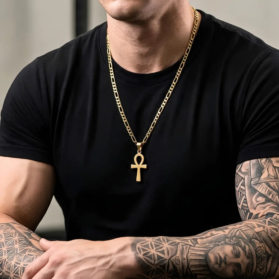 60CM x 4MM 14K Gold Filled Ankh Cross Necklace | Tarnish Proof Unisex Jewelry