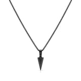 Arrowhead Pendant Necklace with Box Chain (Gold, Silver & Black Tone) – 52cm Geometric Statement Jewelry
