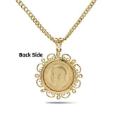 18K Gold Filled 1911 Full Sovereign Coin Pendant Necklace | Cuban Link Chain
