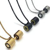 Dumbbell Gym Pendant Necklace – Stainless Steel Fitness Jewelry (Silver, Gold & Black)