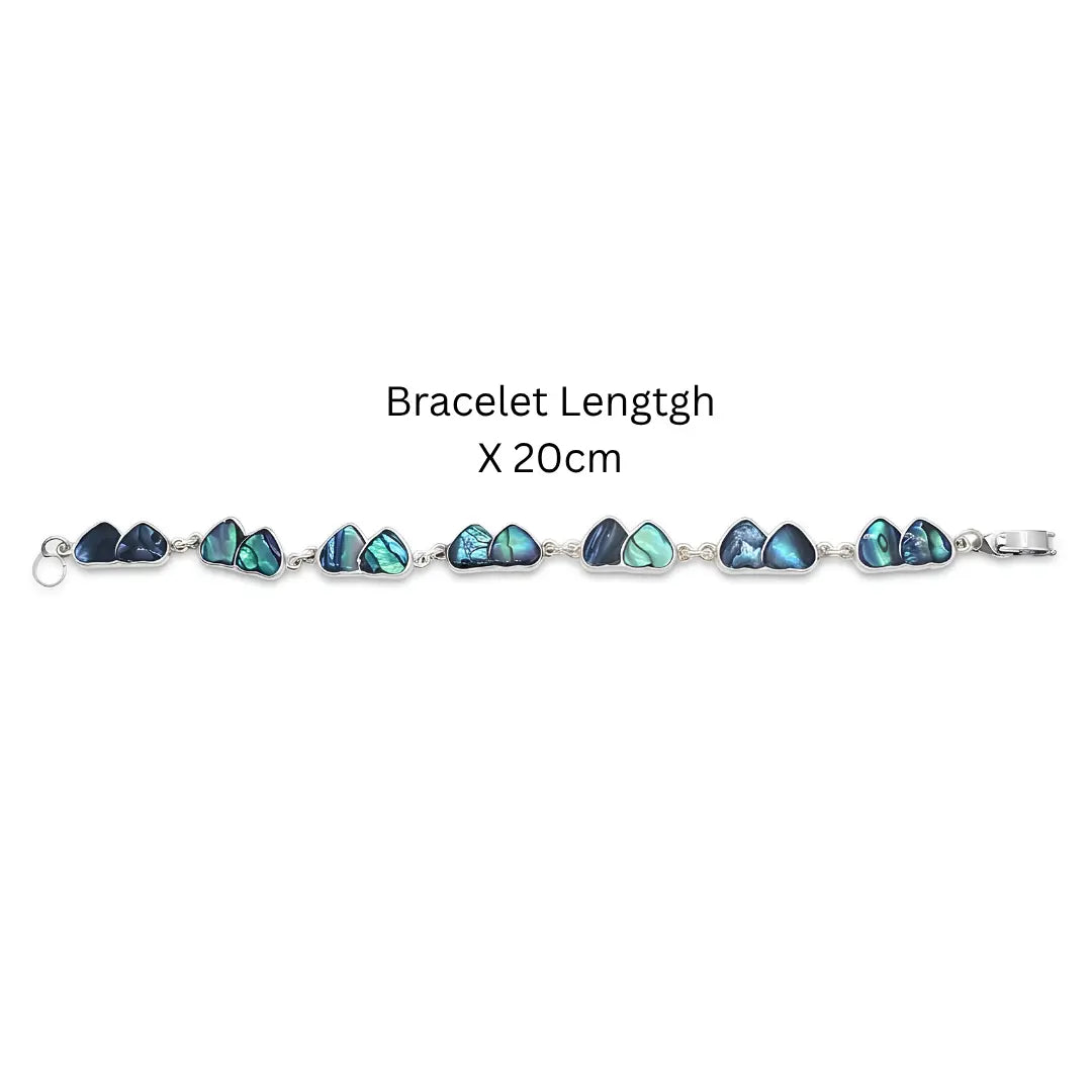 20CM Hawaiian Abalone Shell Heart Link Bracelet –  Sterling Silver Iridescent Paua Shell Inlay Heart Charm Bracelet for WomenHeart Station Bracelet for Women