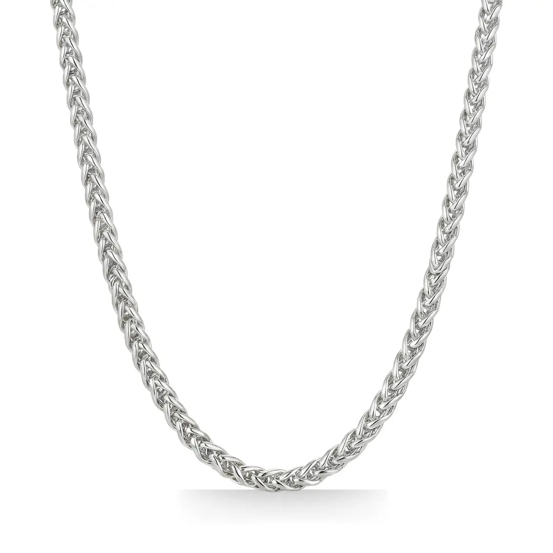Gold & Silver Tone Wheat Spiga Chain Necklace (6mm x 50cm) – Bold Braided Statement Jewelry [skujdzlukebox3]