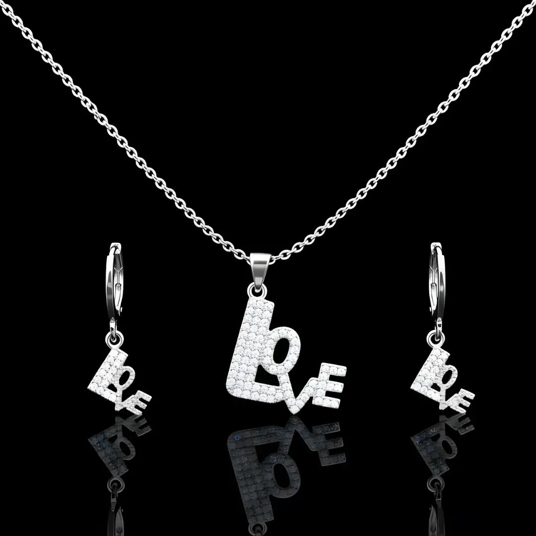 18K Rose Gold Necklace and Earring Set