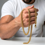 18K Gold Filled Classic Cuban Link Chain Necklace (58cm x 6mm) – Flat-Bevel Gold Chain for Men & Women