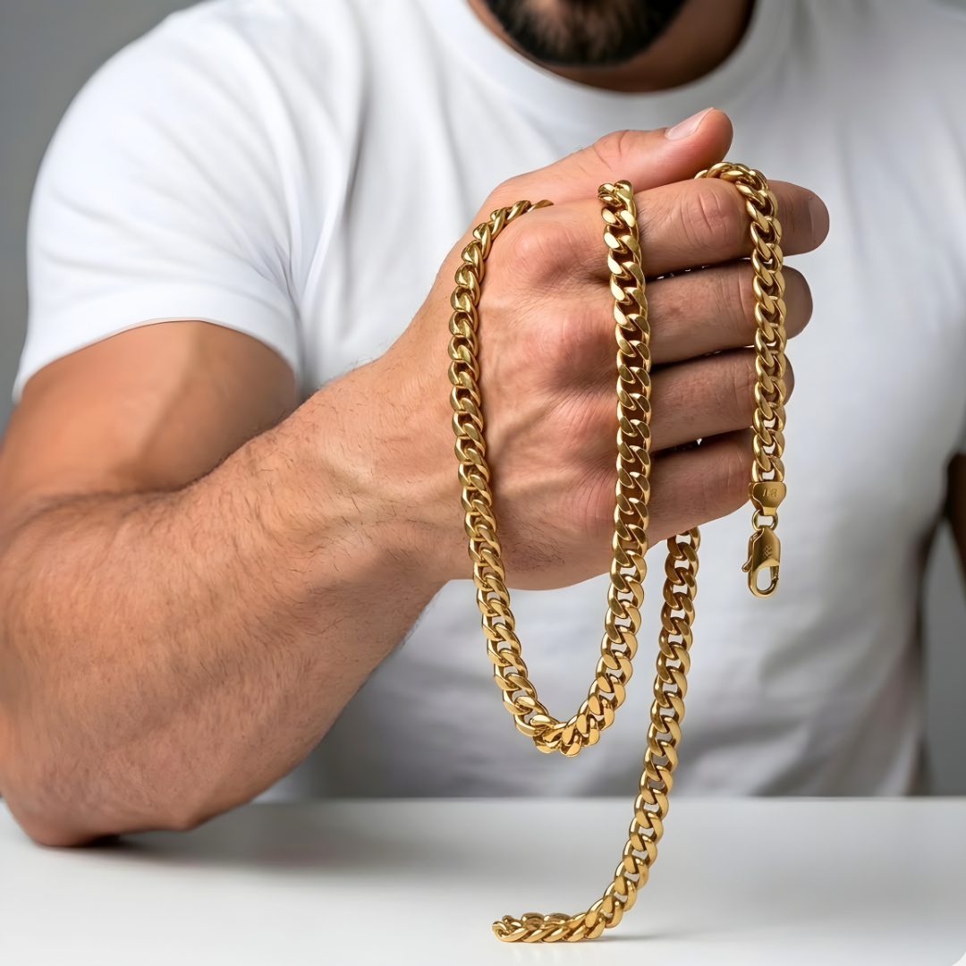 18K Gold Filled Cuban Link Chain Necklace 58cm x  6mm