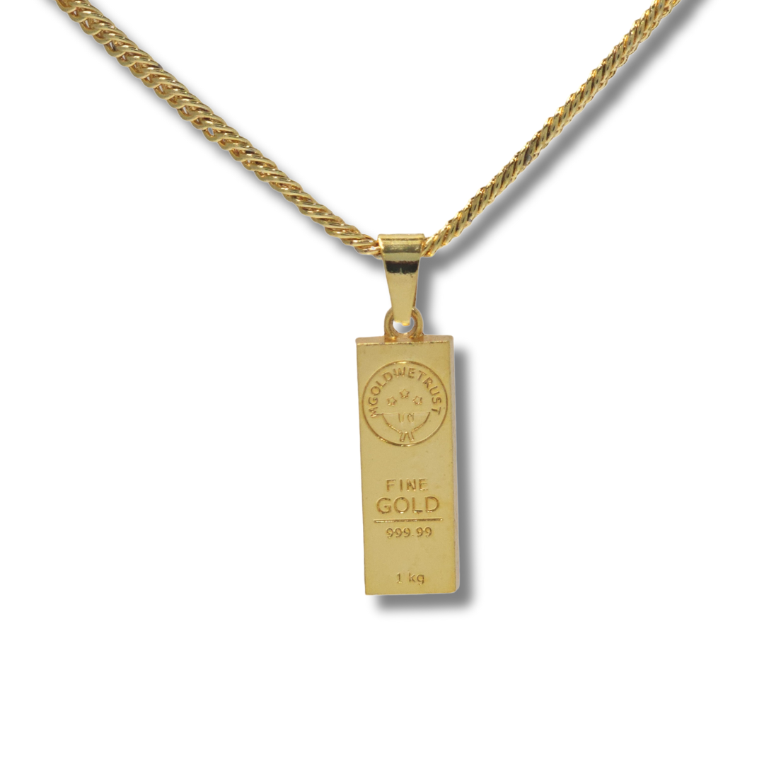 18K Gold Bar Pendant Necklace