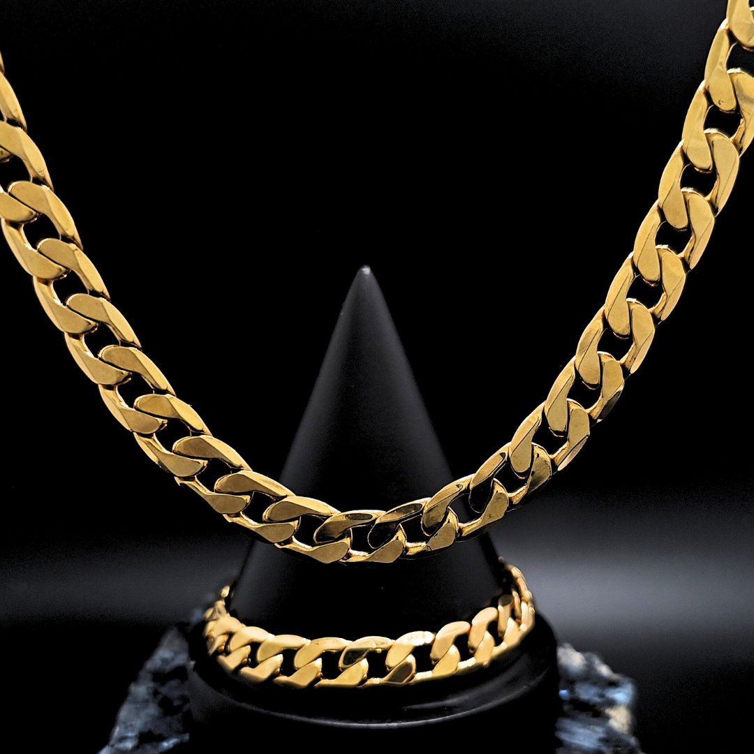 18K Gold Filled 12mm Cuban Link Chain & Bracelet