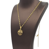18K Gold Filled Tree of Life Money Tree Pendant Necklace – CZ Accented Medallion with Singapore Chain